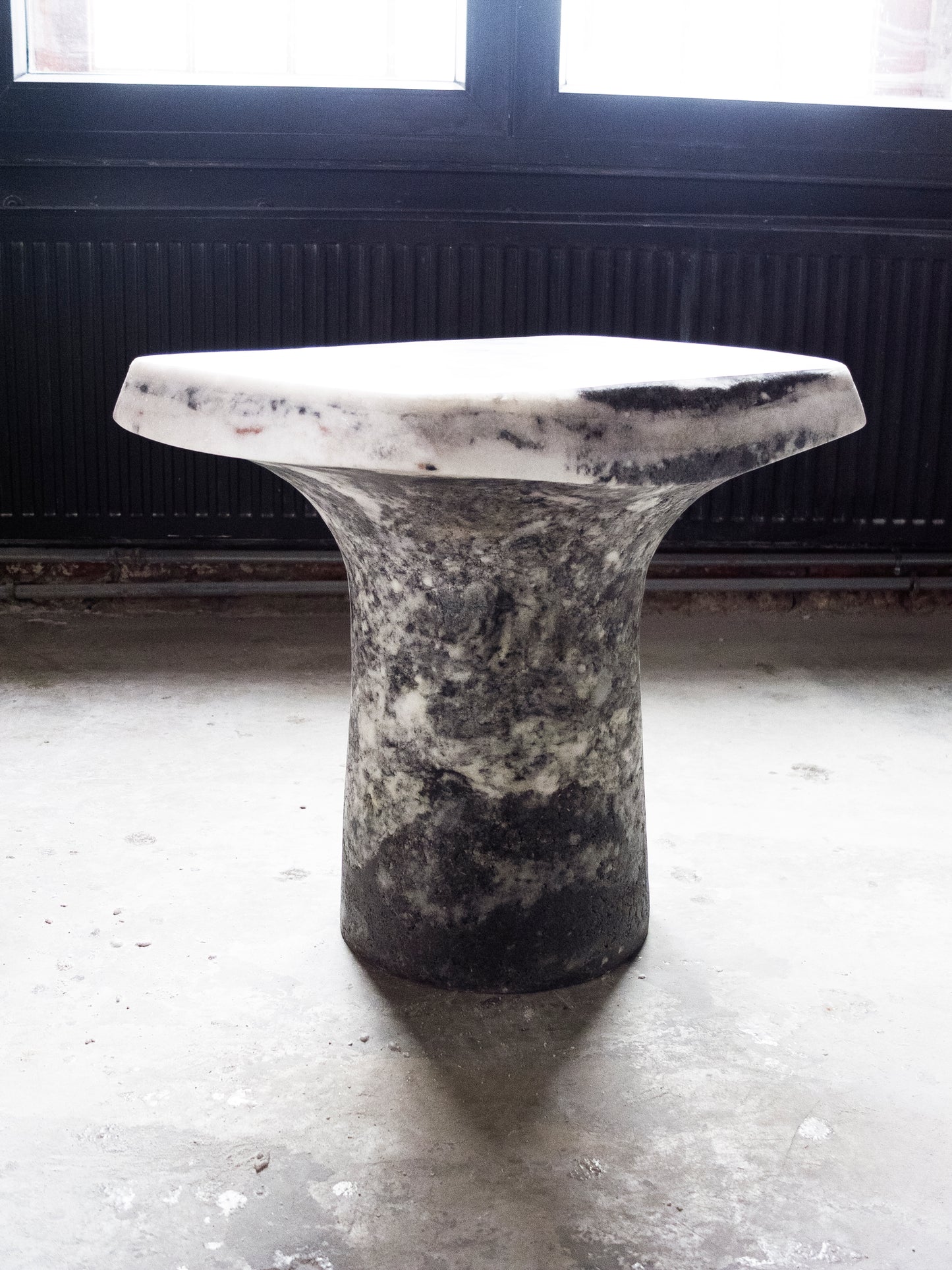 Marbled Salt Sculpted Square Stool