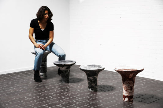 Marbled Salt Sculpted Table Blue